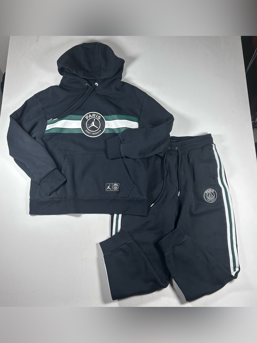 Jordan Paris Saint-Germain PSG Black Tracksuit Hoodie & Sweat Pants Men's Large